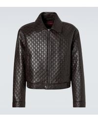 Gucci - Gg Debossed Leather Blouson Jacket - Lyst