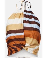 Cala De La Cruz - Lodi Striped Linen Crop Top - Lyst