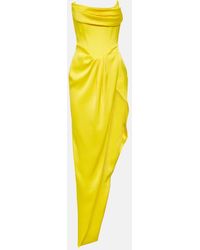 Alex Perry - Draped Satin Crepe Gown - Lyst