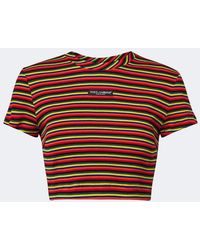 Dolce & Gabbana - Cropped Striped Cotton T-Shirt - Lyst