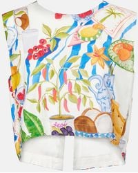 FARM Rio - Printed Linen-Blend Crop Top - Lyst