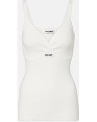 Miu Miu - Cotton Knitted Logo Tank Top - Lyst
