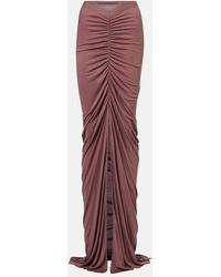 Rick Owens - Poppy Ls Ruched Jersey Maxi Skirt - Lyst