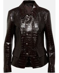 Tom Ford - Croc-effect Leather Jacket - Lyst