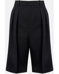 Saint Laurent - Grain De Poudre Wool Bermuda Shorts - Lyst