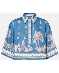 ALÉMAIS - Acacia Printed Cropped Linen Shirt - Lyst