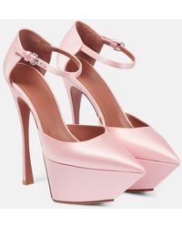 AMINA MUADDI - Angelica Satin Platform Pumps - Lyst