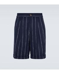 Brunello Cucinelli - Chalk Stripe Linen, Wool, And Silk-blend Shorts - Lyst