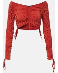 Balmain - Ruched Jersey Crop Top - Lyst