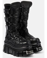 Vetements - Tower Leather Platform Ankle Boots - Lyst