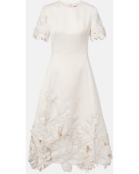 LEO LIN - Caroline Floral-Applique Midi Dress - Lyst
