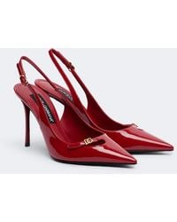 Dolce & Gabbana - Escarpins Slingback Dg En Cuir Verni - Lyst