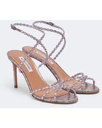 Aquazzura - Love Struck Embellished Leather Sandals - Lyst