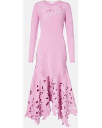 Oscar de la Renta - Abito Midi Con Ricamo - Lyst