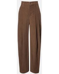 Brunello Cucinelli - Pleated High-Rise Cotton Wide-Leg Pants - Lyst