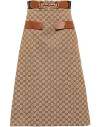 Gucci Horsebit GG Canvas Midi Skirt - Multicolour
