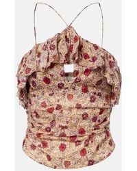 Isabel Marant - Dijimia Printed Ruffled Cotton Top - Lyst