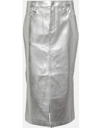 STAUD - Oaklyn Metallic Faux Leather Midi Skirt - Lyst