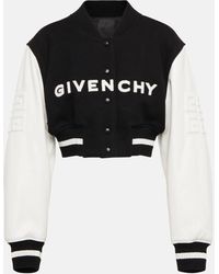Givenchy - Veste raccourcie en laine melangee a logo - Lyst