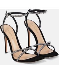 Gianvito Rossi - Crystal-embellished Suede Sandals - Lyst