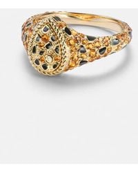 Yvonne Léon - Poire Mini 9Kt And Enamel Pinky Ring With Citrines And Diamonds - Lyst