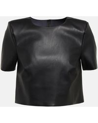 Wolford - T-shirt cropped in similpelle - Lyst