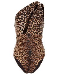 Saint Laurent Costume intero a stampa leopardo - Marrone