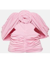 Magda Butrym - Floral-Applique Ruched Off-Shoulder Top - Lyst