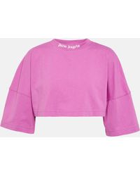 Palm Angels Cropped-T-Shirt mit Logo-Print - Pink