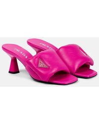 Prada - Padded Leather Mules 65 - Lyst