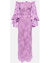 Oscar de la Renta - Robe Longue En Dentelle A Fleurs - Lyst