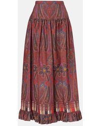 Valentino - Paisley High-Rise Cotton Maxi Skirt - Lyst