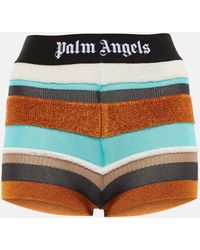 Palm Angels - Lurex Striped Knit Shorts - Lyst