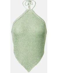 Bananhot - Liz Sequined Knitted Halterneck Top - Lyst