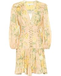 Zimmermann 'Amelie' Korsettkleid mit Blumen-Print - Gelb