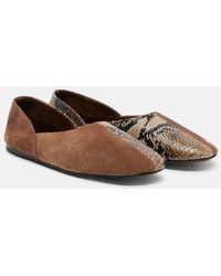 KHAITE - Jane Snake-Effect Leather And Suede Ballet Flats - Lyst