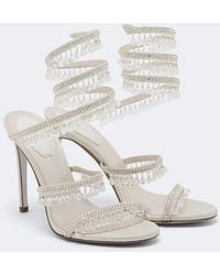 Rene Caovilla - Cleo Crystal-embellished Satin Sandals - Lyst