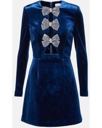 Rebecca Vallance - Vivicia Bow-Detail Velvet Minidress - Lyst