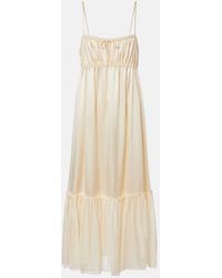 Ulla Johnson - Marielle Ruched Silk Midi Dress - Lyst