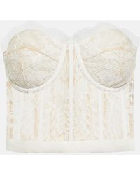 McQueen - Satin-Trimmed Cotton-Blend Corded Lace Bustier Top - Lyst