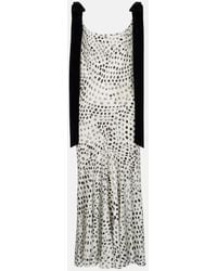 Nina Ricci - Polka-Dot Satin Midi Dress - Lyst