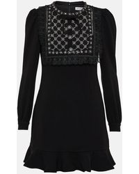 Self-Portrait - Mini Dress With Lace And Appliques - Lyst