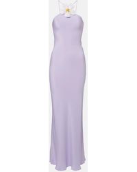 Rodarte - Floral-Applique Silk Crepe Maxi Dress - Lyst