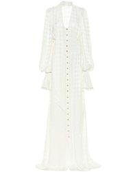 Balmain Esclusiva Mytheresa - Abito lungo in raso - Bianco