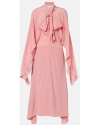 Stella McCartney - Tie-Neck Silk Midi Dress - Lyst