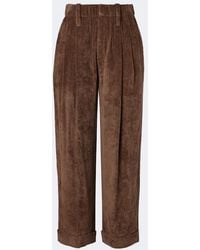 Brunello Cucinelli - Pleated Velvet Straight Pants - Lyst