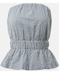 Posse - Aurelia Gingham Strapless Cotton Top - Lyst