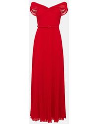 Self-Portrait - Pleated Off-Shoulder Chiffon Gown - Lyst
