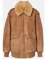 Prada - Shearling-Trimmed Suede Jacket - Lyst
