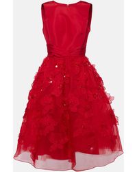 Carolina Herrera - Embellished Silk Midi Dress - Lyst